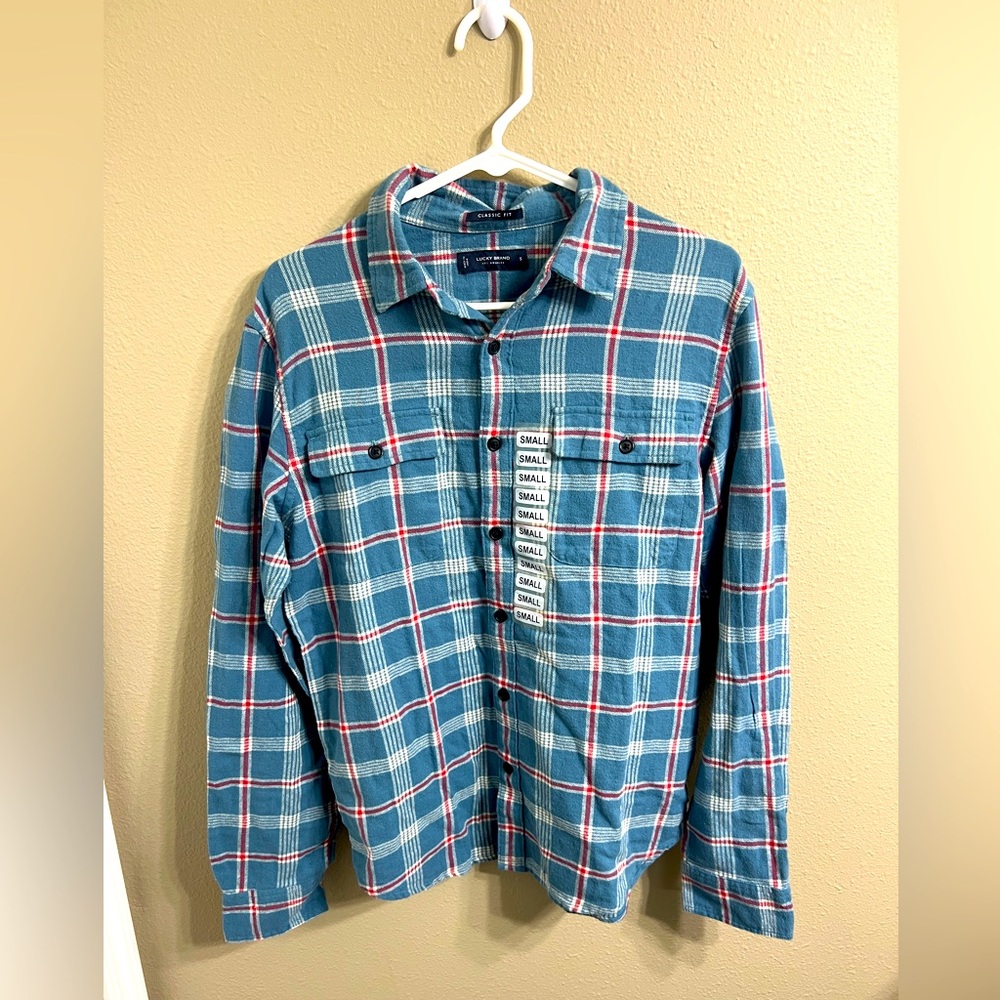 Lucky Brand Men’s Small Classic Fit Flannel Blue
